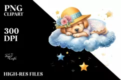 Baby Puppy Sleeping on Cloud | Sublimation | Clipart Product Image 3
