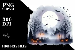 Simple Halloween Foggy Night | Sublimation | Clipart Product Image 1
