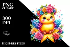 Cute Chicken on Star PNG Product Image 3