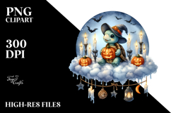 Halloween Turtle on Cloud with Candles PNG Product Image 2