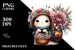 Cute Boho Baby Snail with Flowers | Sublimation | Clipart Product Image 2