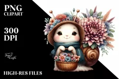Cute Boho Baby Snail with Flowers | Sublimation | Clipart Product Image 3