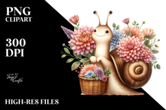 Cute Boho Baby Snail with Flowers | Sublimation | Clipart Product Image 2