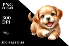 Cute Energetic Baby Puppy PNG Product Image 2