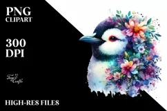Vibrant Penguin Flowers | Sublimation Clipart Product Image 1