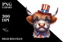 Bored Highland Cow Portrait with Party Hat | Clipart Product Image 3
