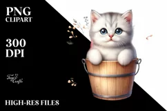 Cute Baby Cat with Flowers PNG Product Image 1