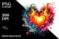 Colorful Fire Heart Digital Painting PNG Product Image 2