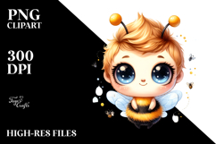 Watercolor Cute Baby Bee PNG Product Image 2