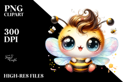 Watercolor Cute Baby Bee PNG Product Image 2
