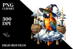 Halloween Macaw on Cloud PNG Product Image 2