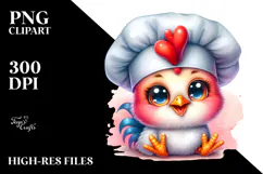 Vibrant Watercolor Rooster with Chef's Hat, Transparent PNG Product Image 2