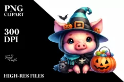 Cute Pig Halloween Sticker | Sublimation Clipart Product Image 3