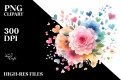Colorful Pastel Flower with Heart Petals PNG Product Image 2