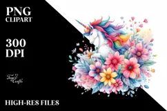 Colorful Unicorn Whimsical | Sublimation | Clipart Product Image 1