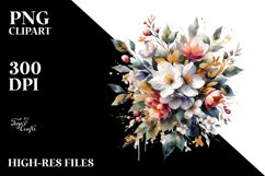 Vibrant Bouquet with Jasmine and Gold Foil Clipart Product Image 1