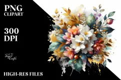 Vibrant Abstract Bouquet | Watercolor Clipart Product Image 1