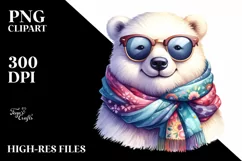 Whimsical Colorful Polar Bear | Sublimation Clipart Product Image 1