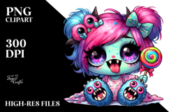 Funny Chibi-Style Ghoul Girl PNG Product Image 2