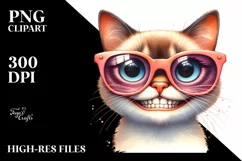 Proud Goofy Cat Sunglasses Sublimation Clipart Product Image 3