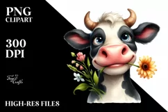 Cow Bored Cow Portrait | Sublimation | Clipart Product Image 3