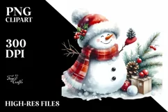 Washed Watercolor Snowman PNG Product Image 1