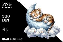 Sleeping Baby Tiger on Moon and Cloud Product Image 2