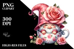 Gnome with Rose Cup PNG Product Image 2