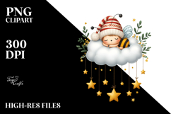 Cute Baby Bee Sleeping on Cloud | Sublimation | Clipart Product Image 2