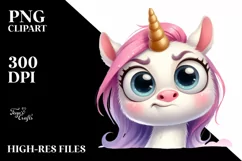 Funny Baby Face Unicorn PNG Product Image 1