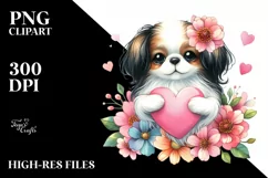 Cute Doodled Japanese Chin PNG Product Image 2