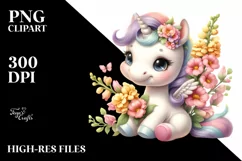 Baby Unicorn with Snapdragon | Clipart Product Image 3