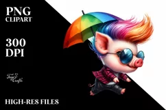 Cute Baby Pig Running PNG Product Image 1