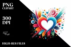 colorful Paintbrush Heart, PNG Product Image 2