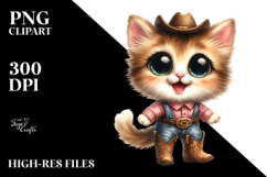 Happy Baby Cat in Cowboy Boots | Watercolor Clipart Product Image 2