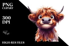 Funny Expressive Highland Cow PNG Product Image 1
