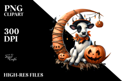Halloween Cow on Half Moon PNG Product Image 2