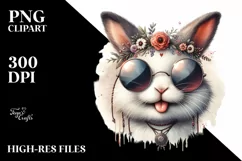 Funny Cute Bunny Portrait | Sublimation Clipart Product Image 1