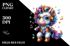 Colorful Baby Unicorn Boogie-Woogie PNG Product Image 3