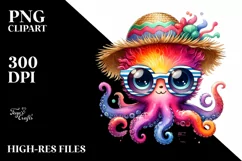 Colorful Summer Baby Octopus Clipart Product Image 1