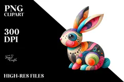 Wooden Bunny Art PNG Product Image 2