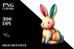 Colorful Wood Bunny PNG Product Image 2