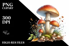 Detailed Pastel Mushroom Watercolor Splash PNG Product Image 3