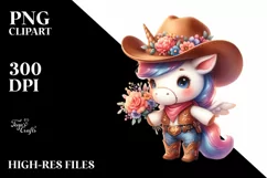 Baby Unicorn Equipped for Cowboy | Clipart Product Image 3