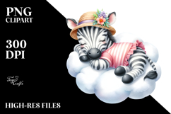Cute Baby Zebra Sleeping on Cloud | Sublimation | Clipart Product Image 2