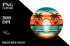 Retro Tropical Beach Sunset PNG Product Image 2