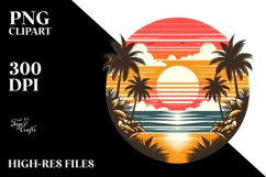 Retro Tropical Beach Sunset PNG Product Image 2