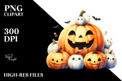 JACK-O'-LANTERN Illustration, Watercolor PNG Product Image 2