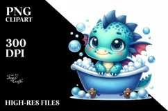 Cute Baby Dragon Bath Tub Bubbles | Sublimation | Clipart Product Image 3