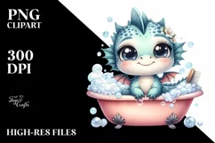 Cute Baby Dragon Bath Tub Bubbles | Sublimation | Clipart Product Image 3
